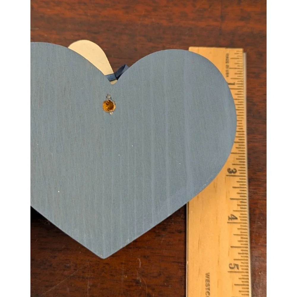 Vintage Wooden Goose Wall Hook Heart Plaque Blue Country Farmhouse Decor